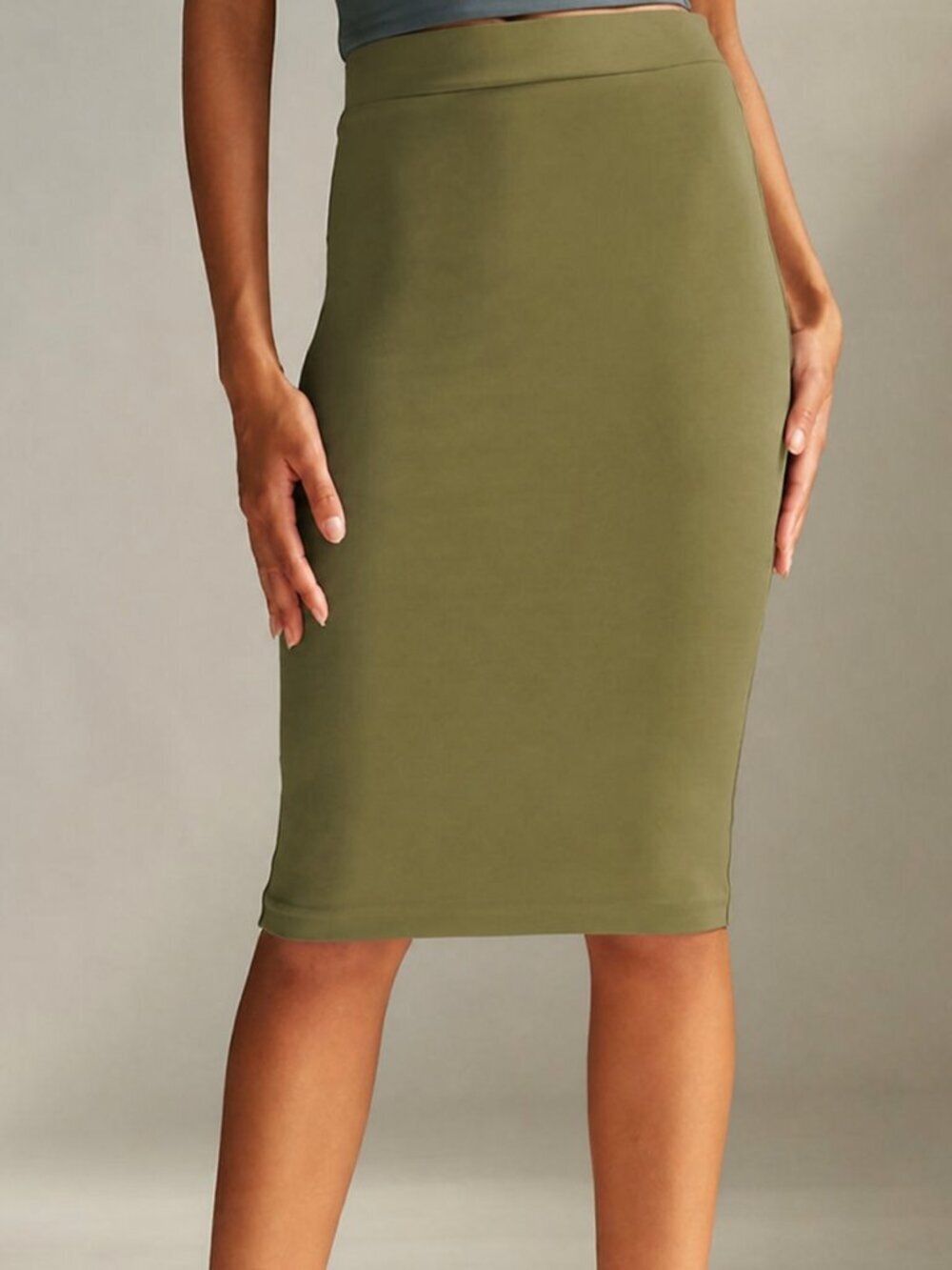 Aritzia Babaton Contour High Waisted Midi Pencil Skirt Fen Green Size Small